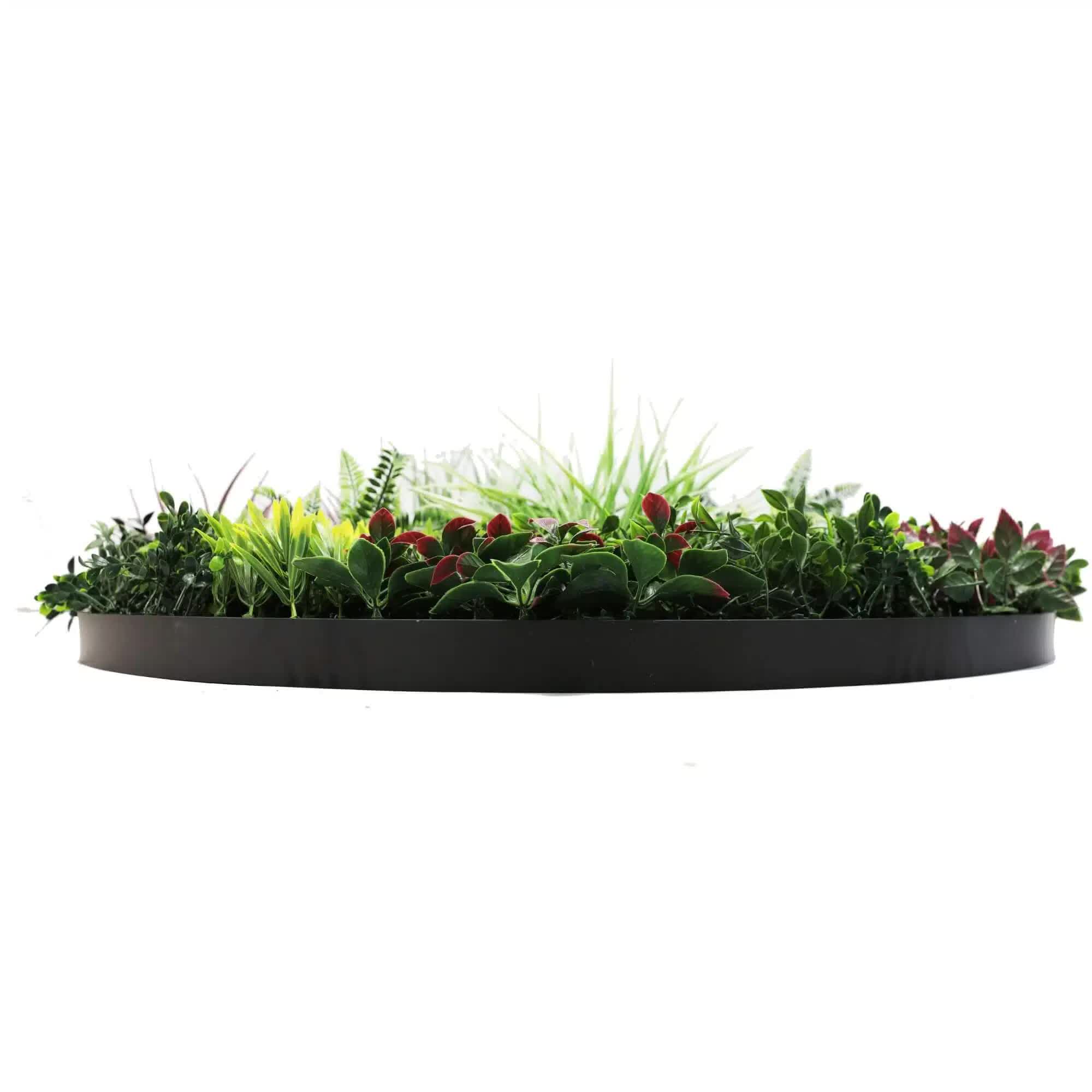 Slimline 100cm Artificial Green Wall Disc Art UV Resistant - Black
