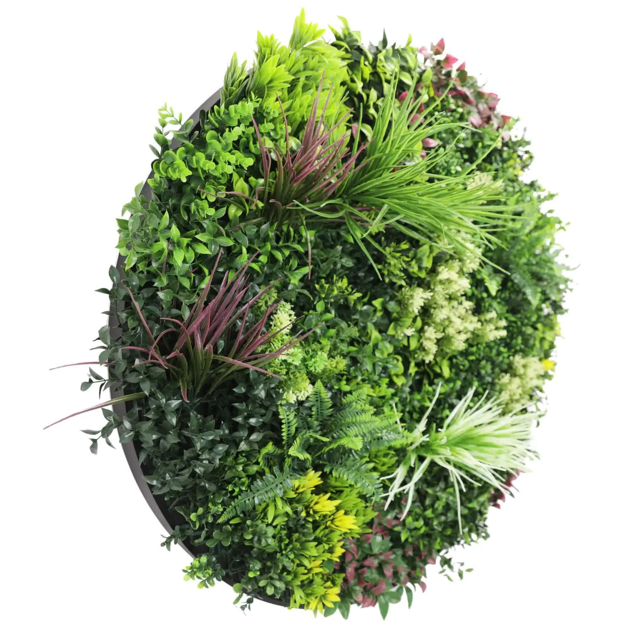 Slimline 100cm Artificial Green Wall Disc Art UV Resistant - White