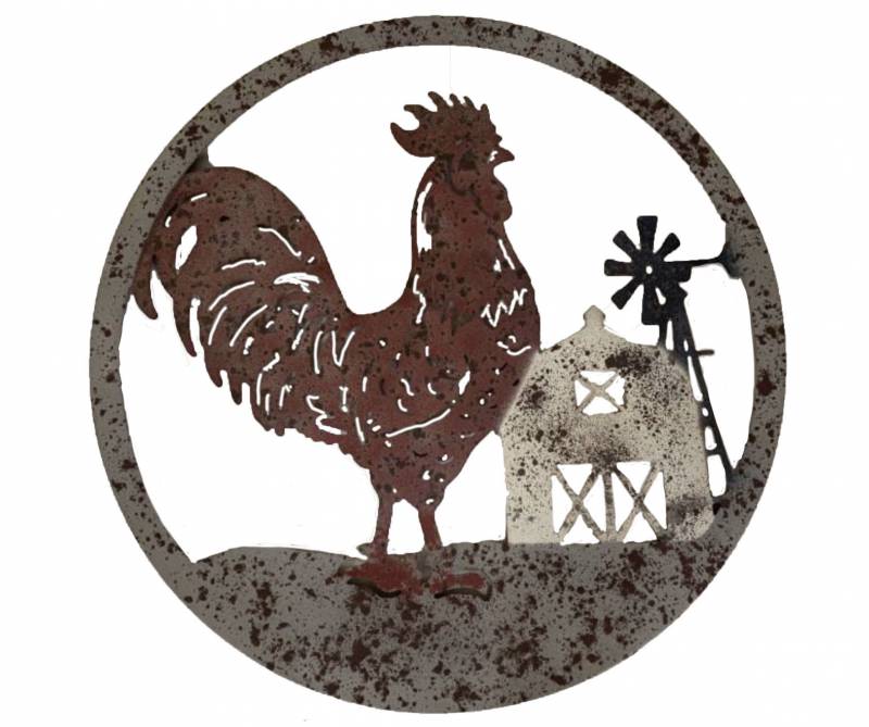 Rooster Metal Wall Art 72cm - Multi Color