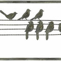 Bird on Wire Metal Wall Art 85cm - Silver Gold Wash