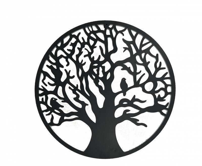 Tree Wall Art 61cm Metal Wall Decor - Black