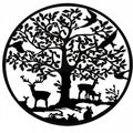 Grazing Deer Metal Wall Art 60cm - Black