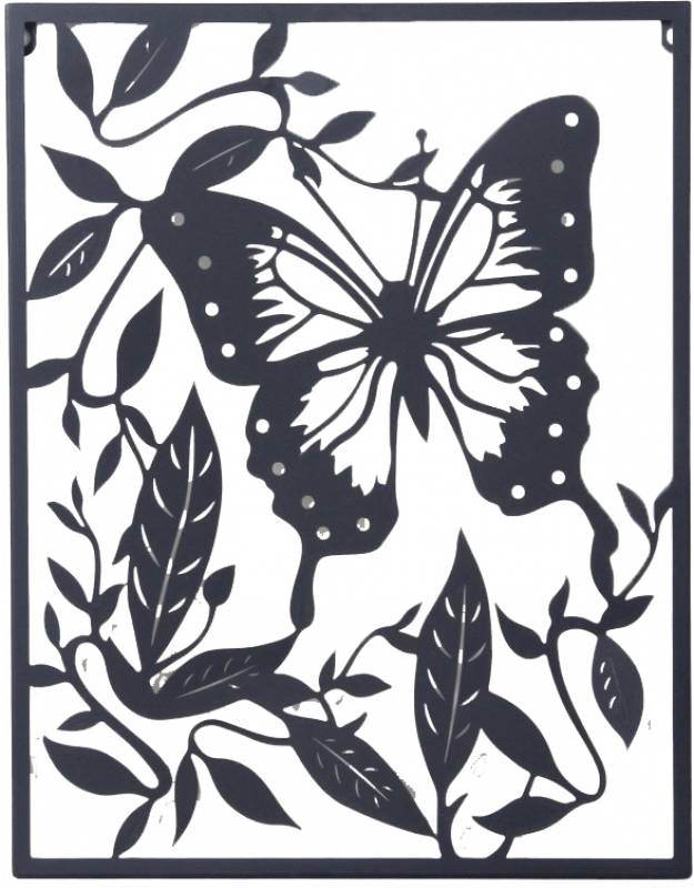 Butterfly Metal Wall Art 37x48cm - Black