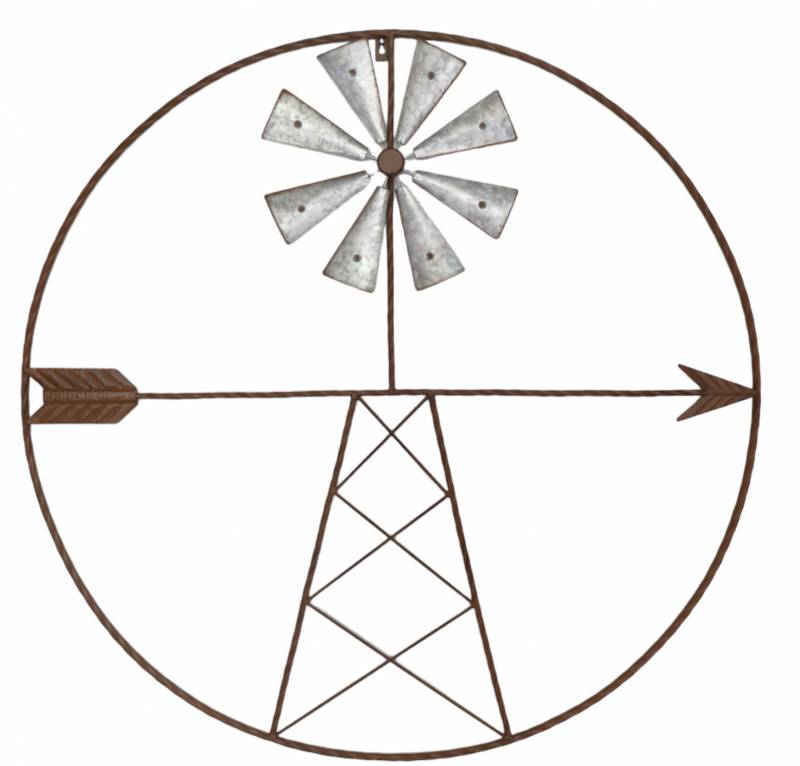 Metal Windmill Wall Art 91x91cm - Multi Colour