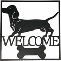 Welcome Dachshund Metal Wall Art 40cm - Black