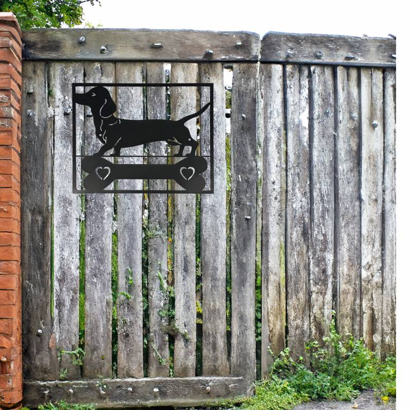 Dachshund Wall Art 40x32cm Metal Decor - Black