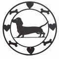 Round Dachshund Metal Wall Art 40cm - Black