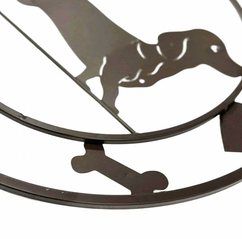 Round Dachshund Metal Wall Art 40cm - Black