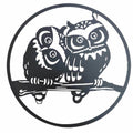Round Owl Metal Wall Art 60cm - Black