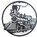 Round Train Metal Wall Art 60cm - Black