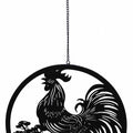 Hanging Rooster Metal Wall Art 40x77cm - Black