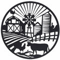 Round Farm Life Metal Wall Art 40cm - Black