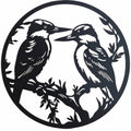 Round Happy Kookaburra Metal Wall Art 40cm - Black