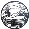 Round Friendly Duck Metal Wall Art 60cm - Black