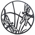 Round 40cm Dragonfly Metal Wall Art - Black