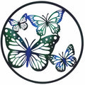 Round Butterfly Quad Metal Wall Art 60cm - Multi Colour