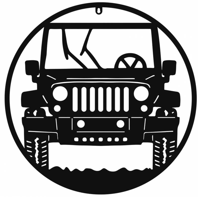 60cm Round 4WD Metal Wall Art - Black