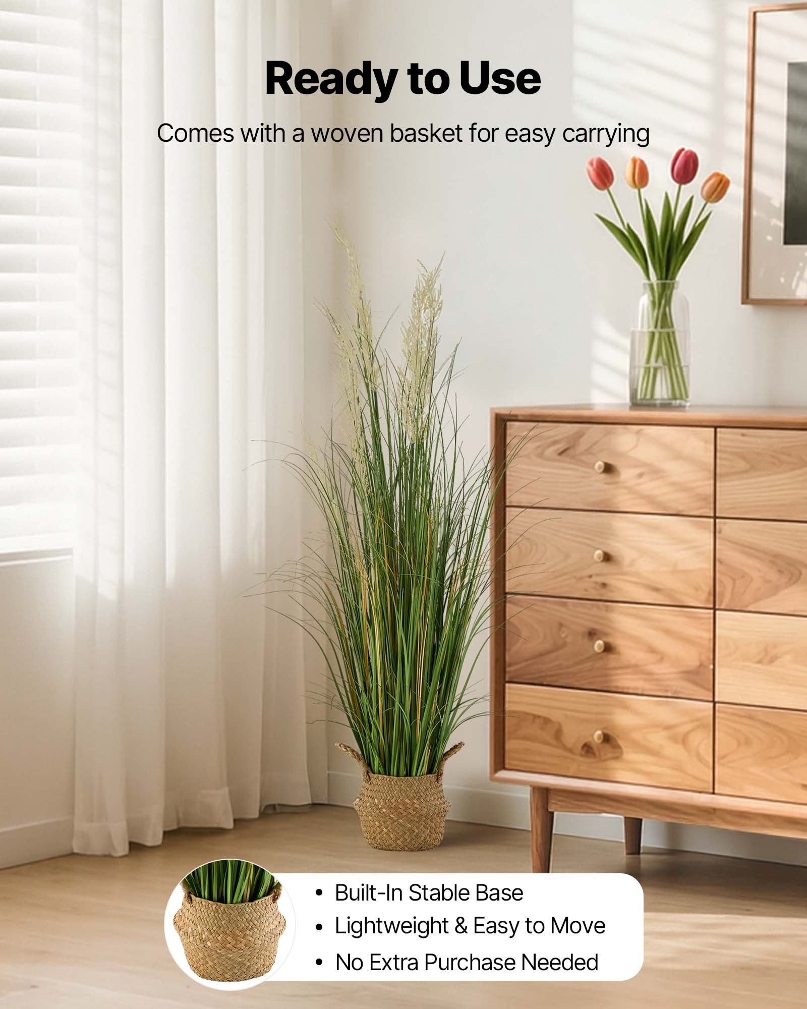 1194mm Artificial Reed Grass Plant in Pot for Indoor Outdoor Décor - Green