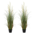 2 Pack 1194mm Artificial Reed Grass Plants in Pots, Premium PVC Faux Greenery Shrubs for Indoor Outdoor Décor - Green