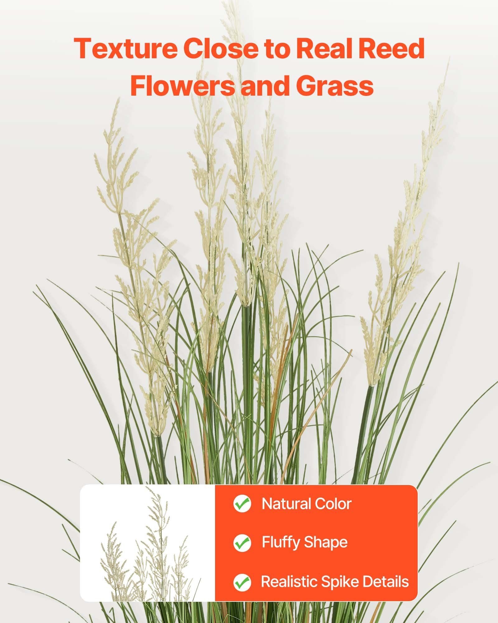 2 Pack 1499mm Artificial Grass Plants in Pots, Faux Reed Flower Greenery for Indoor Outdoor Décor - Green