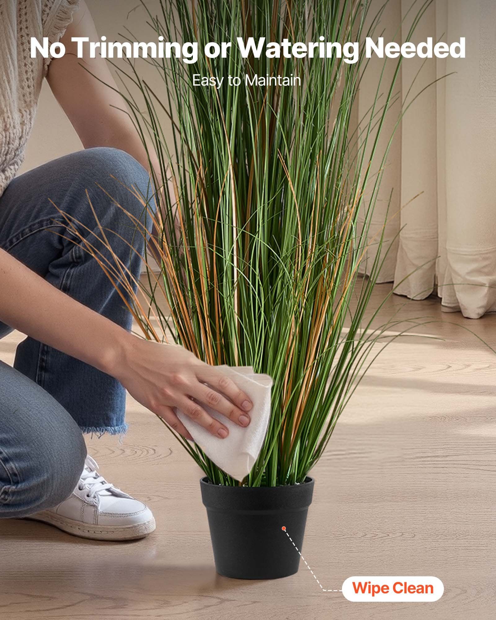 2 Pack 1499mm Artificial Grass Plants in Pots, Faux Reed Flower Greenery for Indoor Outdoor Décor - Green