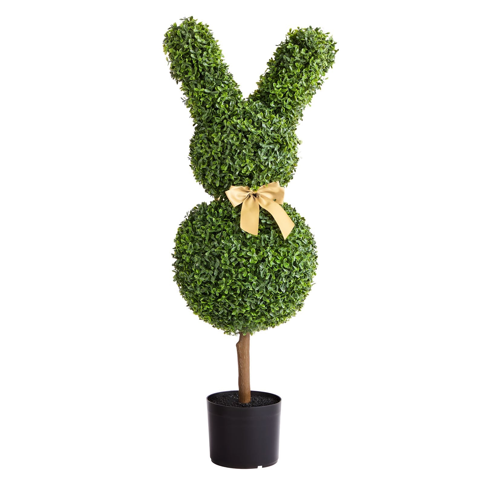 Artificial Topiary Bunny-Shape Boxwood Balls 2 Set 914mm Faux Silk Plant Decor - Natural Green