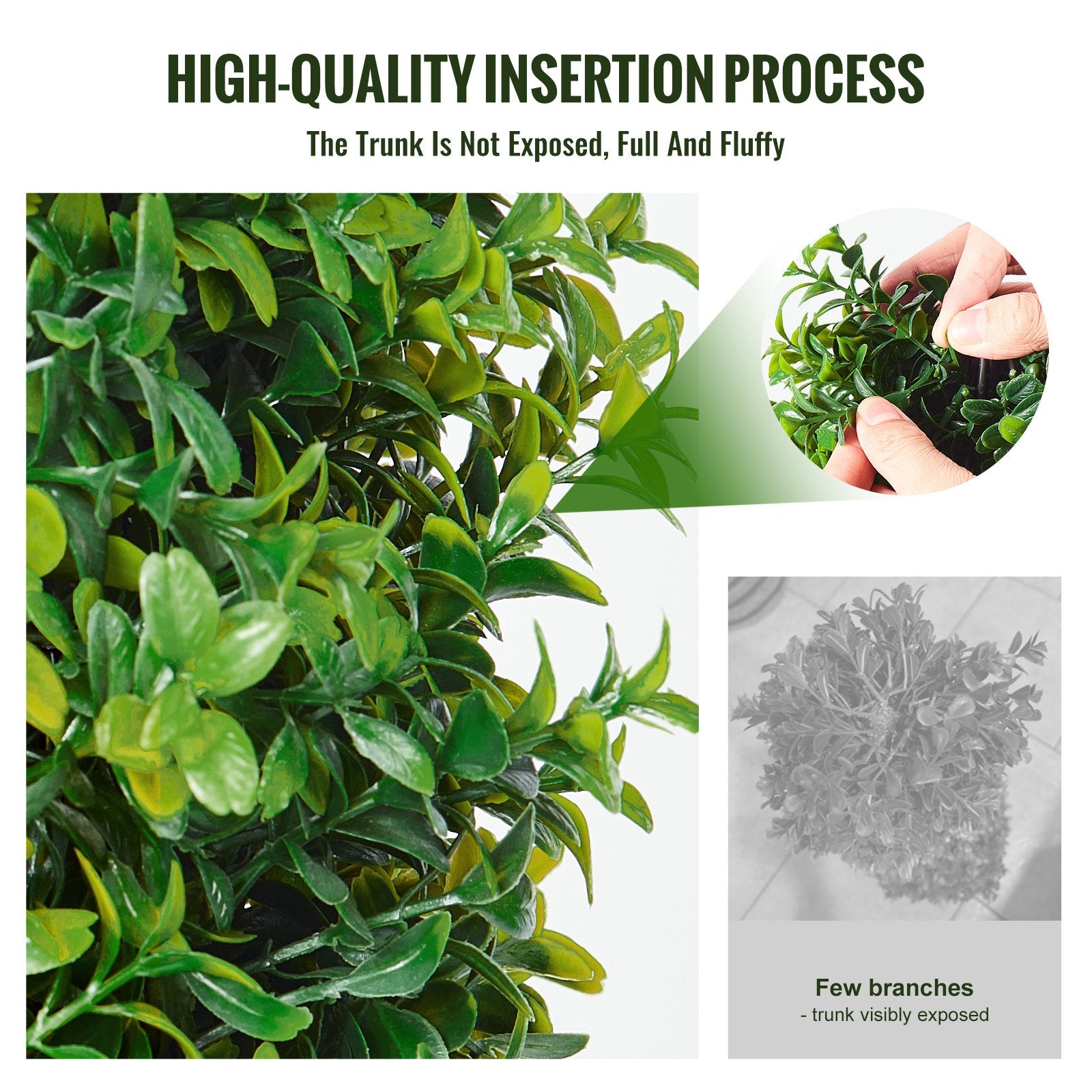 2 Pack 91.4cm Artificial Boxwood Topiary Trees with Base Pots - Green