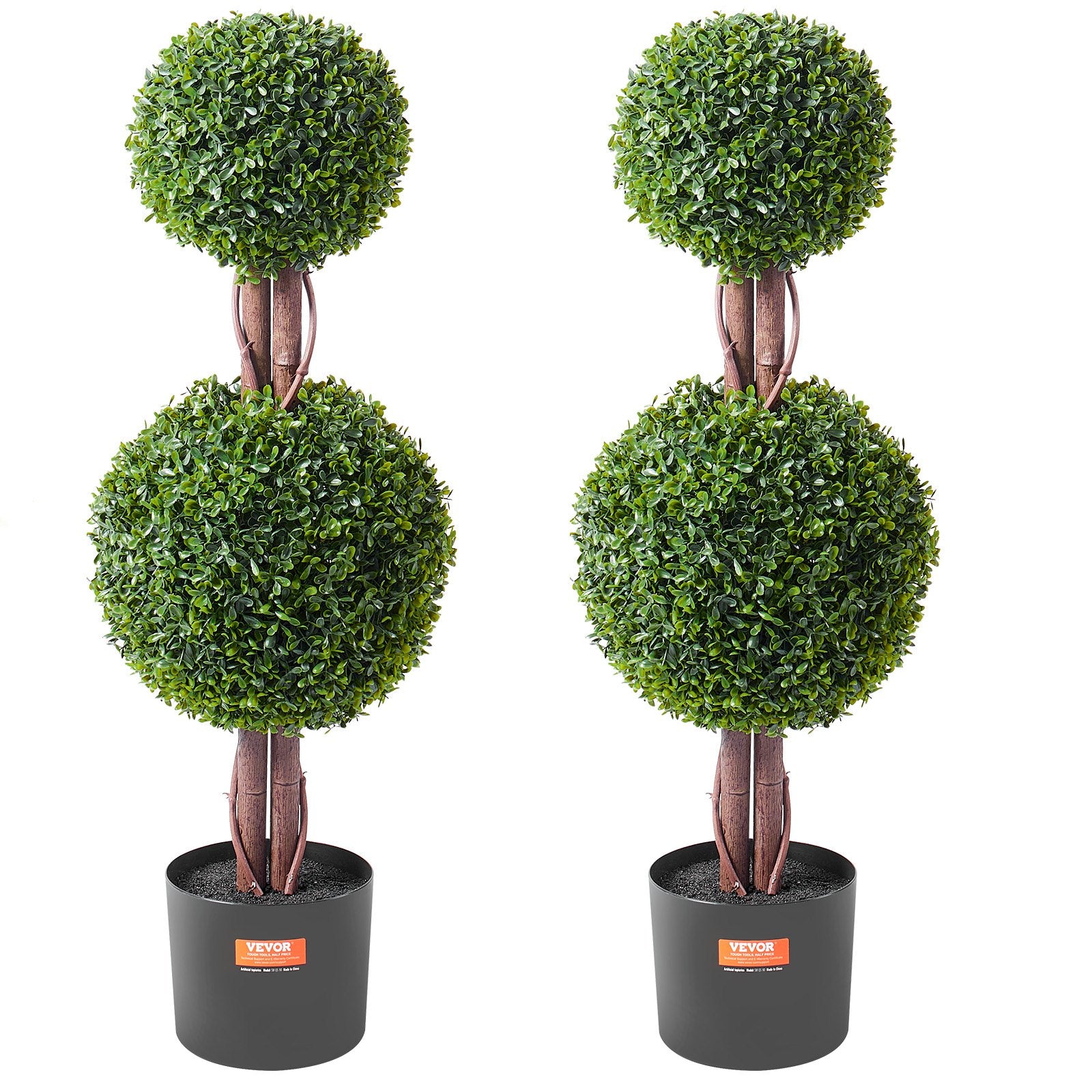 2 Pack 91.4cm Artificial Boxwood Double-Ball Topiary Trees for Indoor Outdoor - Natural Green