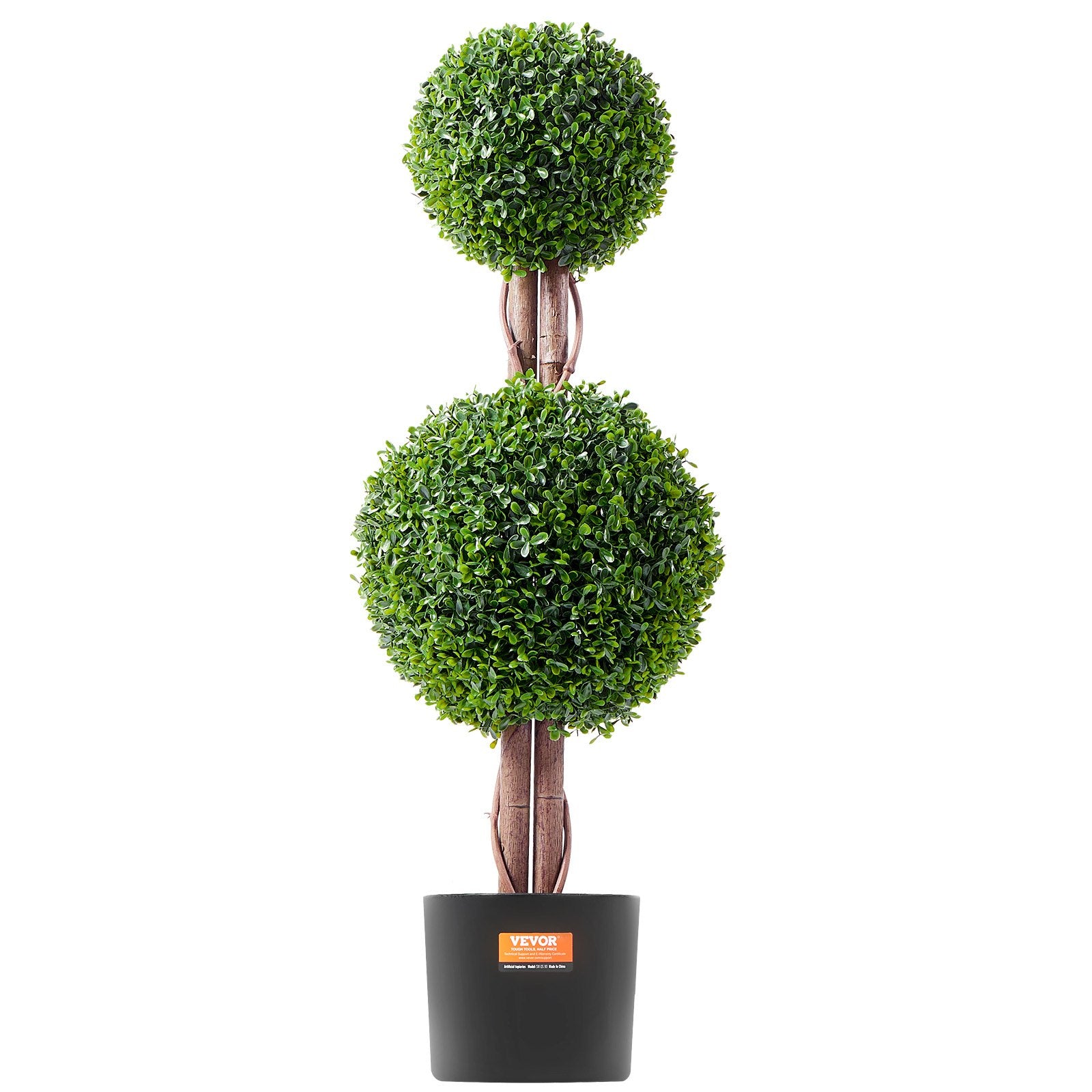 2 Pack 91.4cm Artificial Boxwood Double-Ball Topiary Trees for Indoor Outdoor - Natural Green