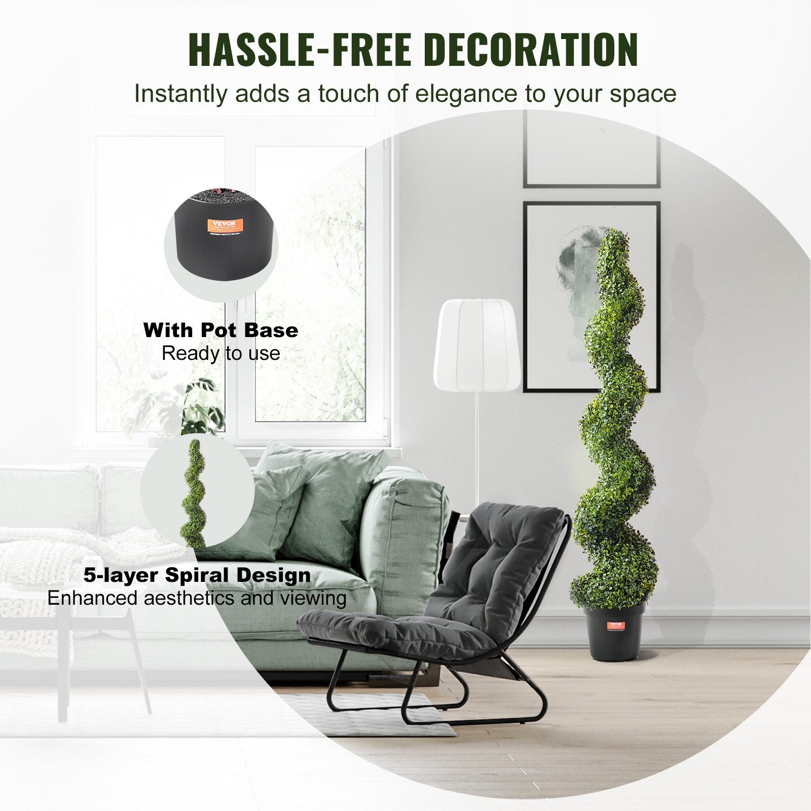 2 Pack 152.4cm Artificial Boxwood Topiary Trees UV Resistant Indoor Outdoor - Green