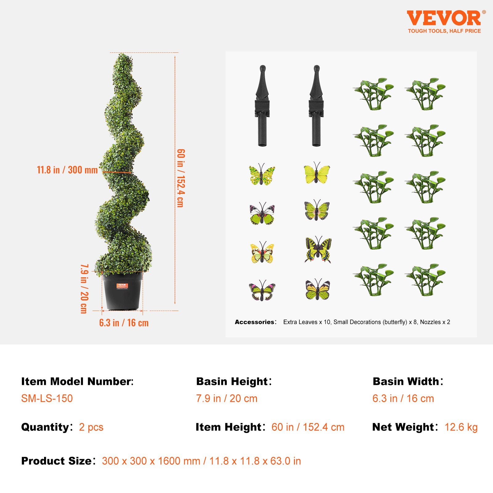 2 Pack 152.4cm Artificial Boxwood Topiary Trees UV Resistant Indoor Outdoor - Green