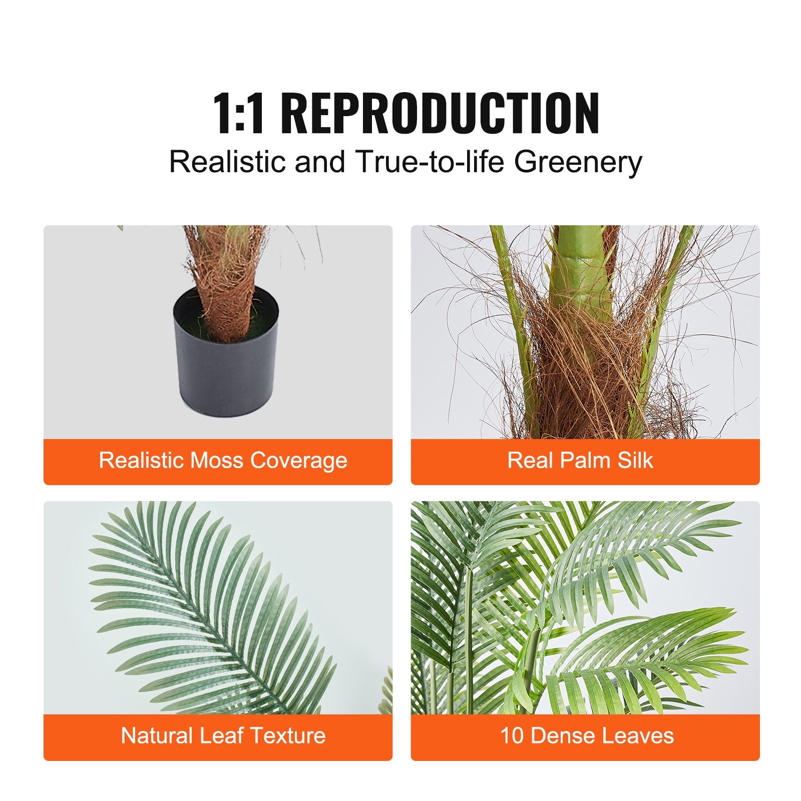 Artificial Palm Tree 1219mm Tall with Anti-Tip Protection and PE Material - Green