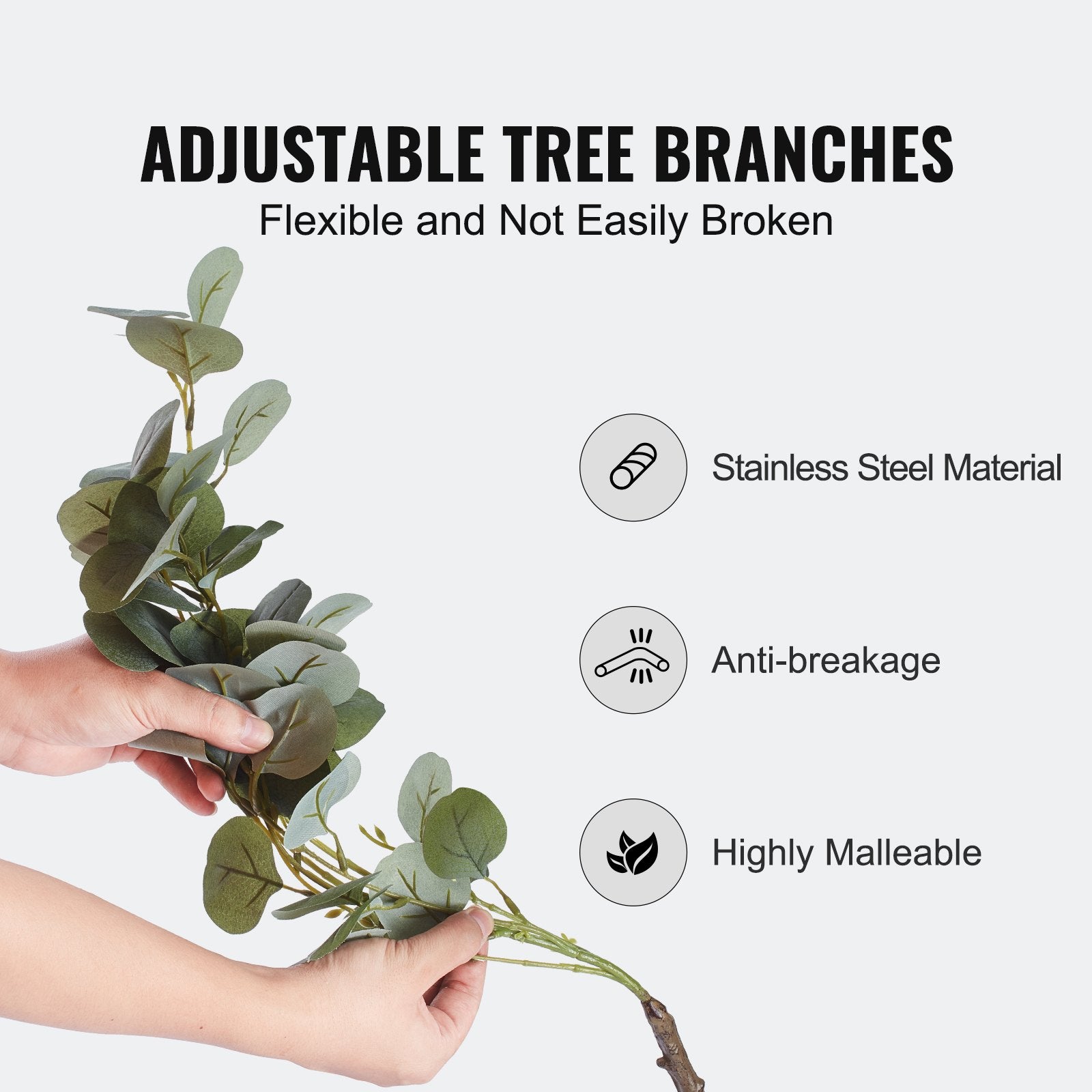 Artificial Eucalyptus Tree 15.2cm with Anti-Tip Protection Low-Maintenance Faux Plant - Green
