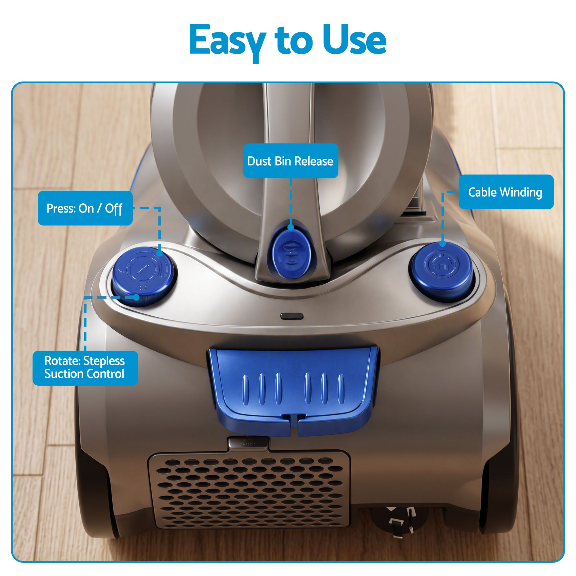 Vacuum Cleaner Bagless Canister 2000W 25kPa Powerful Suction 4L