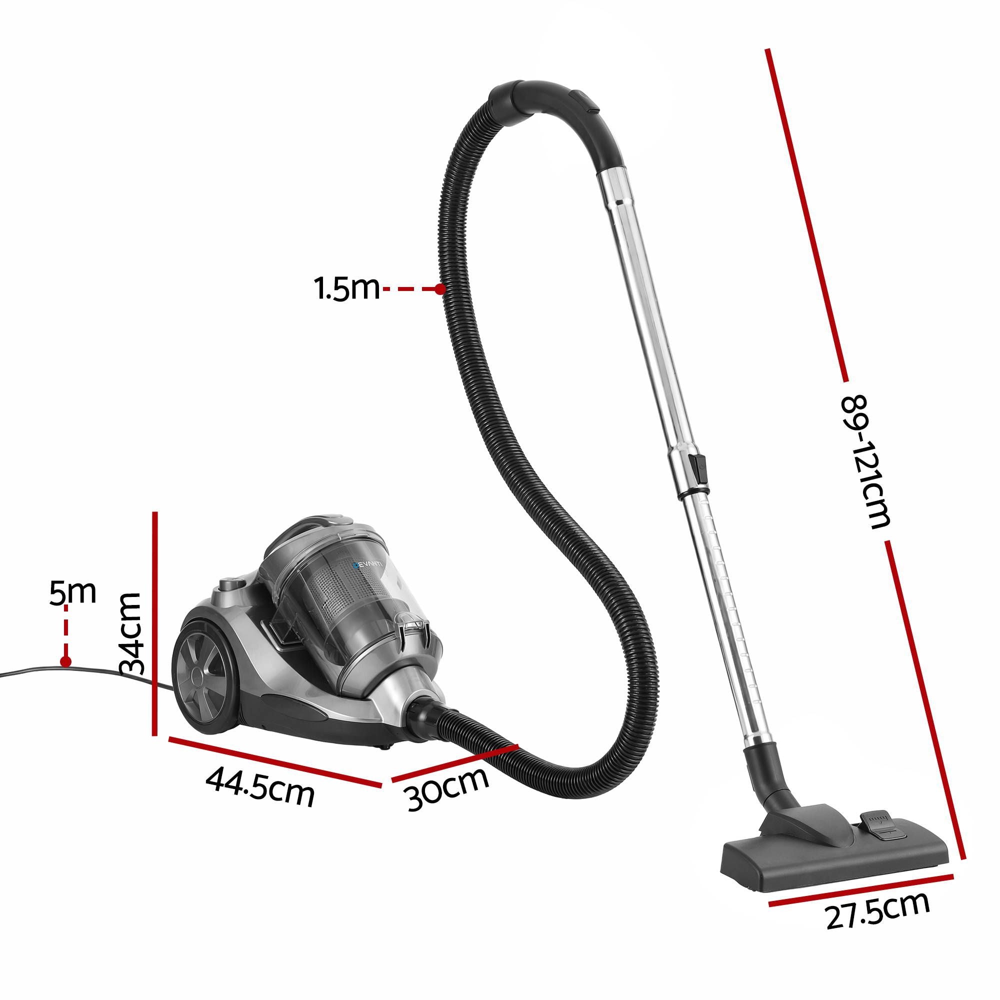 Vacuum Cleaner Bagless Canister 2000W 25kPa Powerful Suction 4L