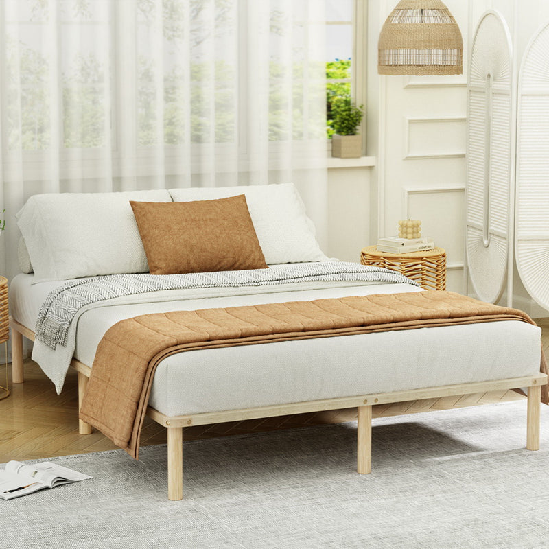 Amba Minimalist Double Wooden Bed Frame Pine