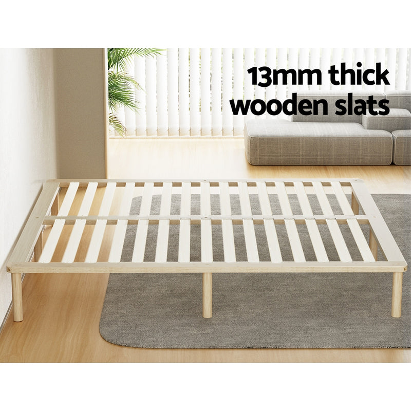 Amba Minimalist King Wooden Bed Frame Pine