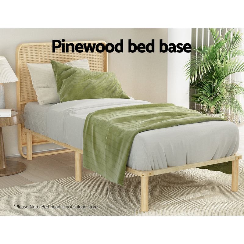 Amba Minimalist King Single Wooden Bed Frame Pine