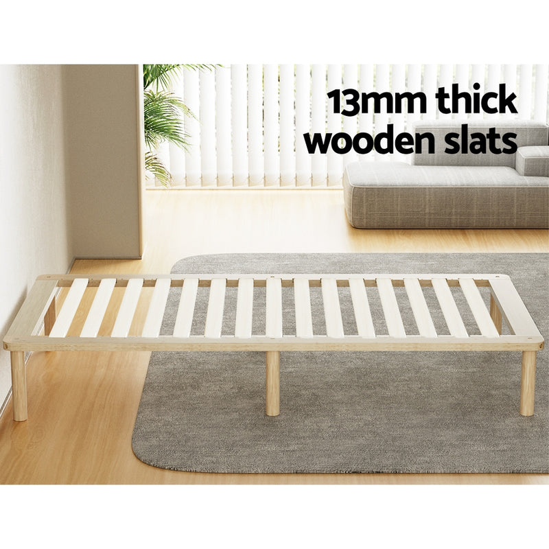 Amba Minimalist King Single Wooden Bed Frame Pine