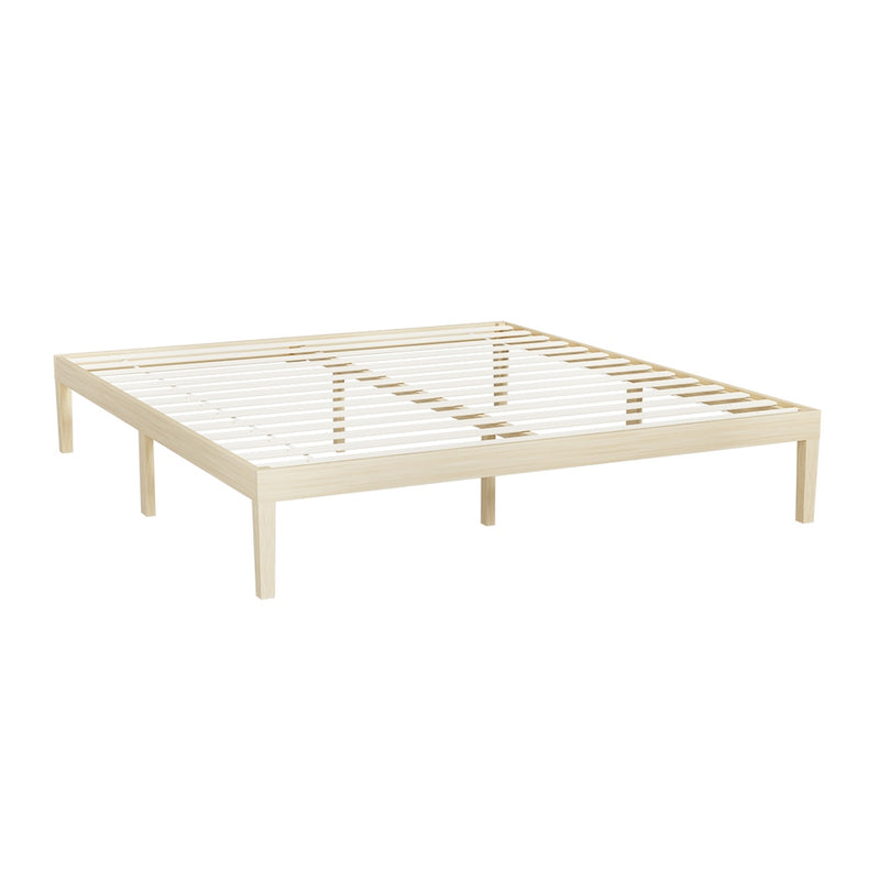 Bruno Minimalist King Solid Pinewood Bed Frame