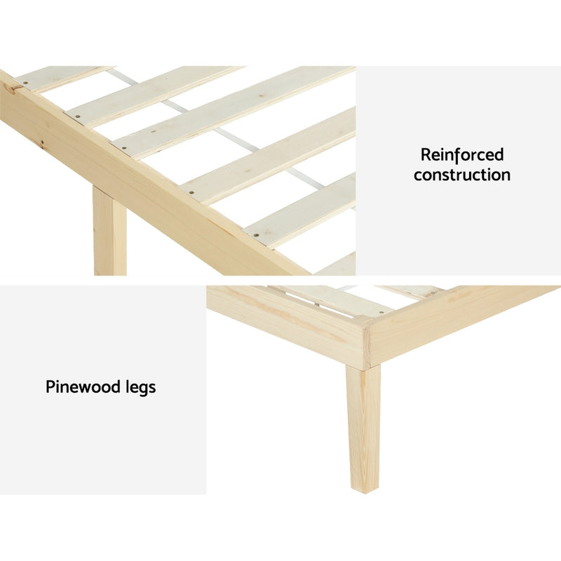 Bruno Minimalist Queen Solid Pinewood Bed Frame