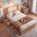 King Single Bed Frame with 2 Drawers, PU Leather Headboard & Charging Station