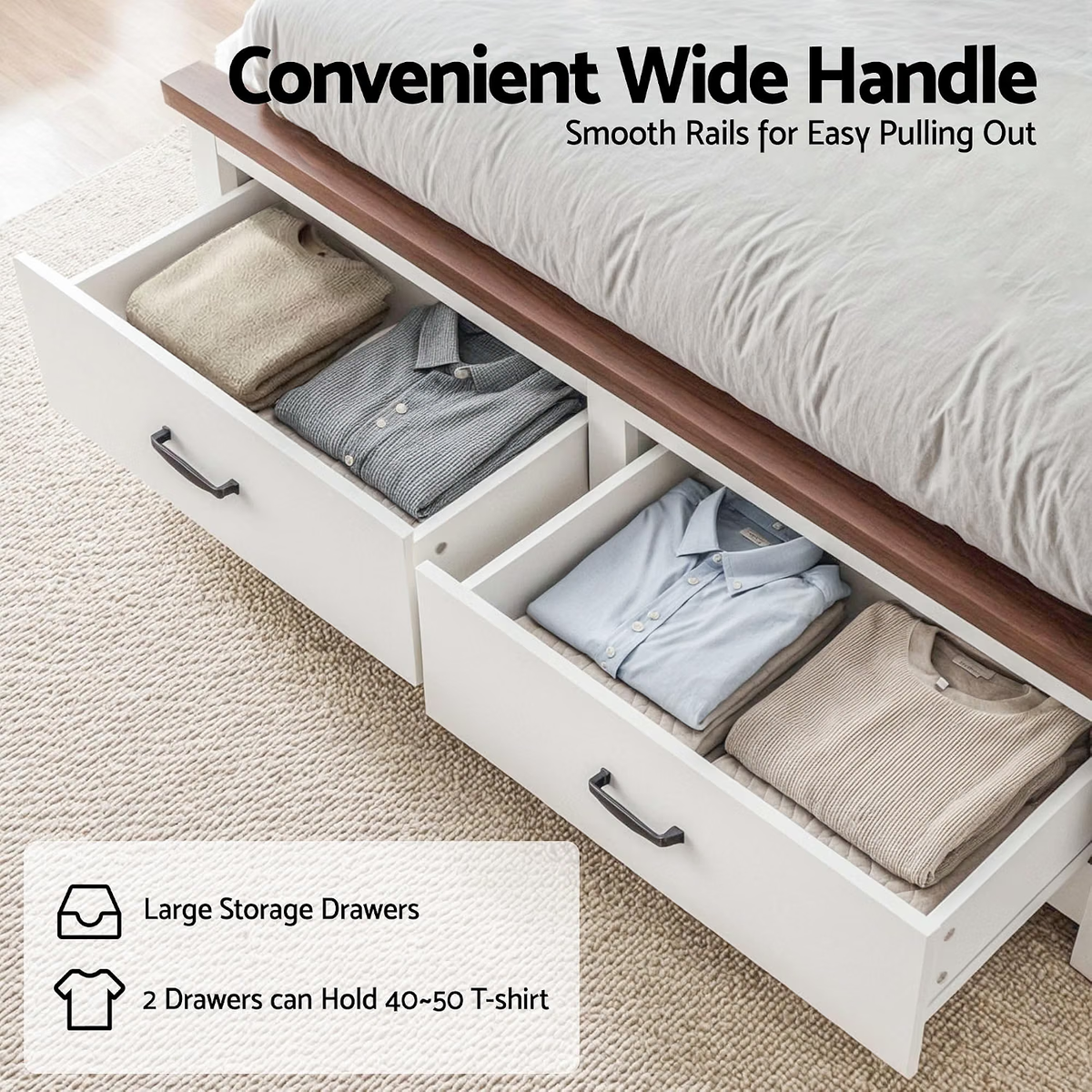 Double Wooden Bed Frame with 2 Bedside Tables Bedroom Furniture Set