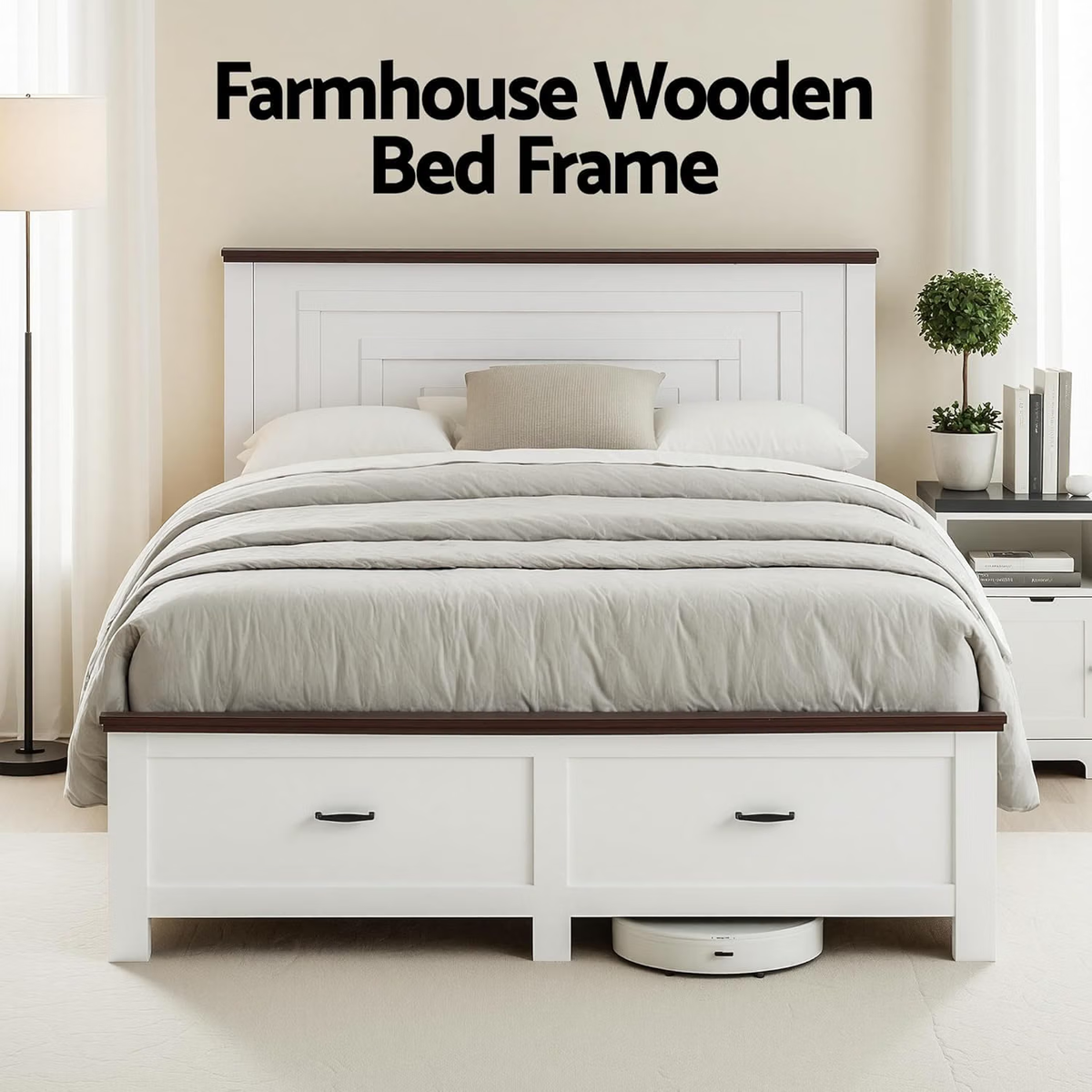 Queen Wooden Bed Frame with 2-Drawer Bedside Tables Bedroom Furniture Set