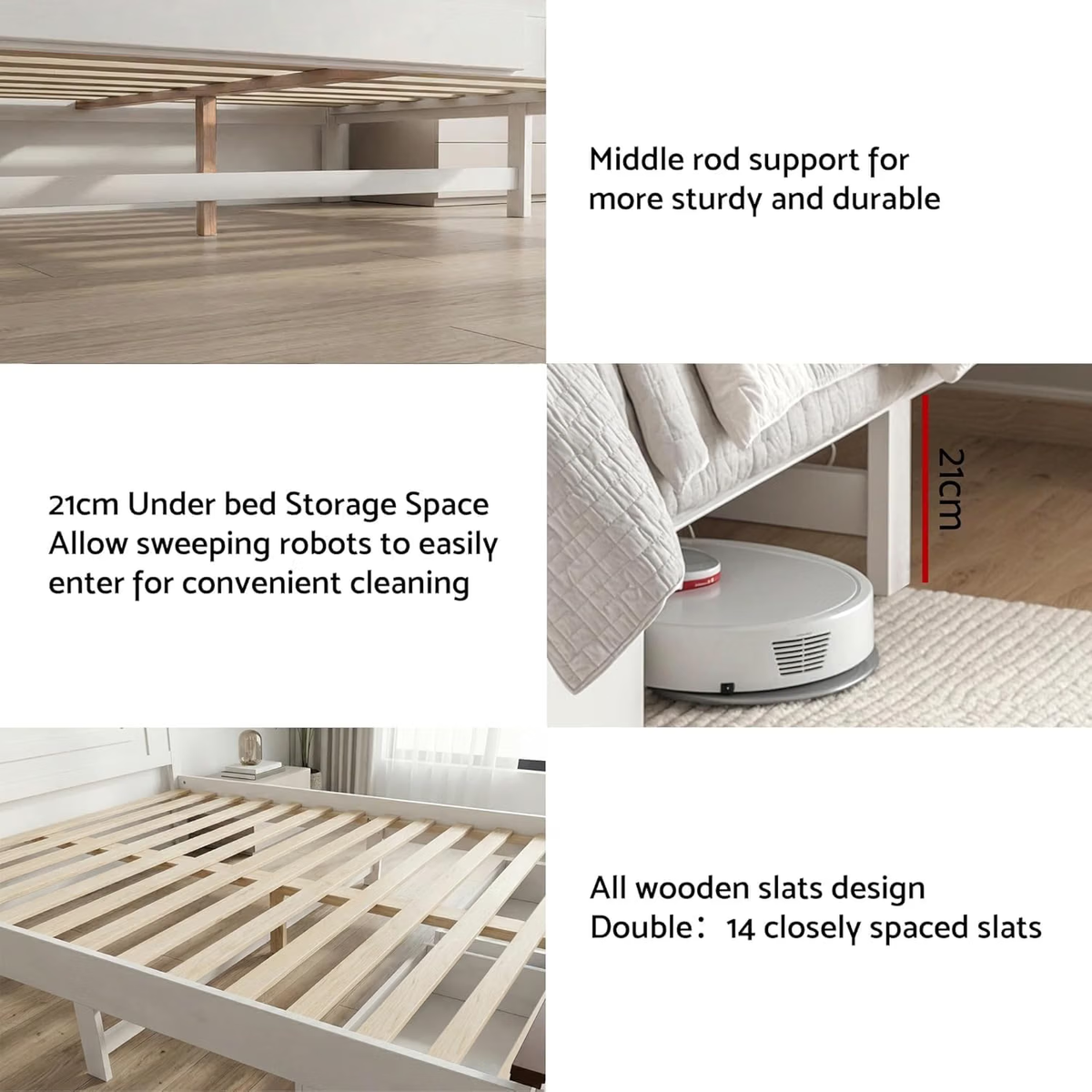 Queen Wooden Bed Frame with 2-Drawer Bedside Tables Bedroom Furniture Set