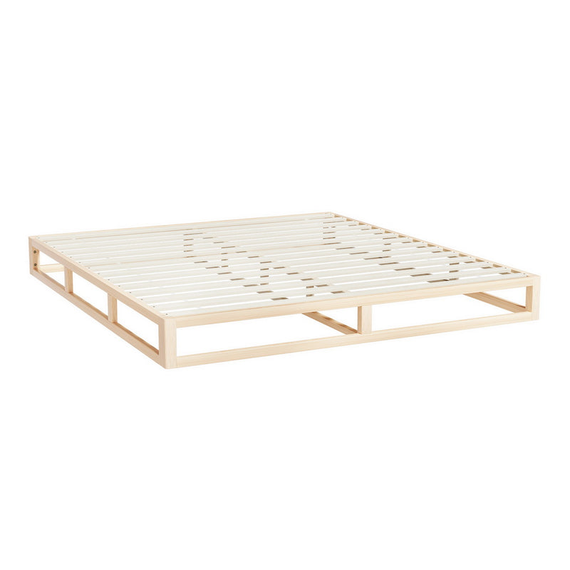 Kalam Minimalist Solid Pinewood Bed Frame - King