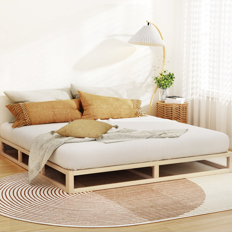 Kalam Minimalist Solid Pinewood Bed Frame - King