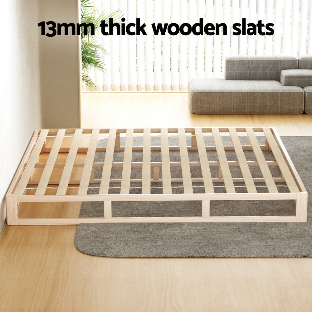 Kalam Minimalist Solid Pinewood Bed Frame - King