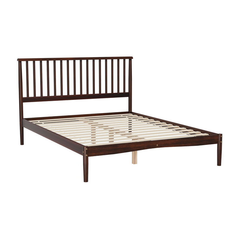 Vise Double Solid Pinewood Bed Frame Walnut