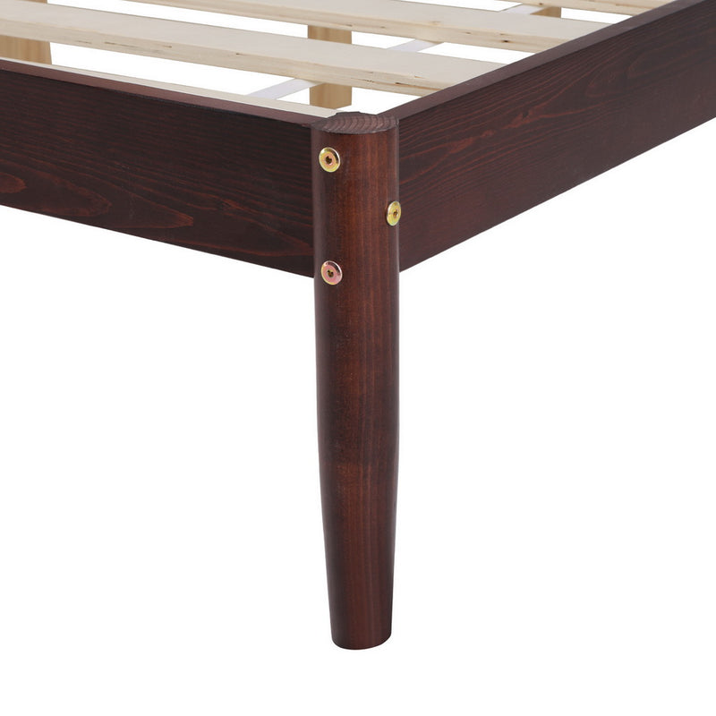 Vise Double Solid Pinewood Bed Frame Walnut